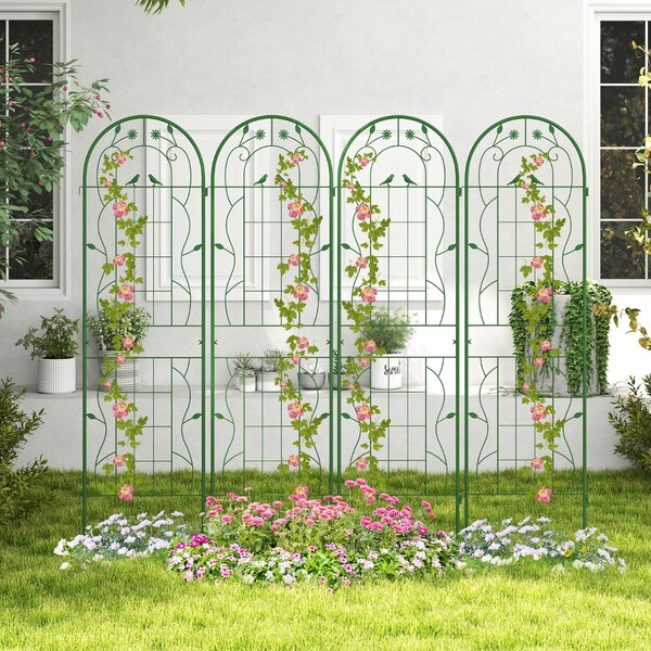 Costway Pacco da 2 di traliccio da giardino in metallo, Supporto decorativo per piante rampicanti rose Verde