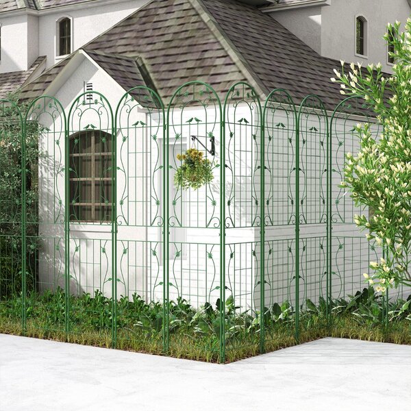 Costway Pacco da 2 di traliccio da giardino in metallo 220x52cm, Supporto decorativo per piante rampicanti rose Verde