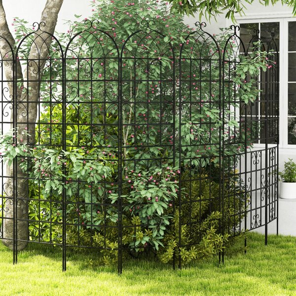 Costway Arco da giardino 220x55cm in metallo, Pergola decorativa da esterno per piante rampicanti fiori verdure Nero 2 Pezzi