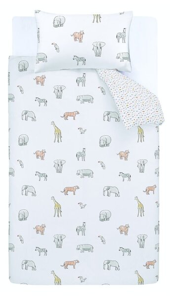 Biancheria da letto in cotone per bambini 200x135 cm Zoo Animals - Bianca