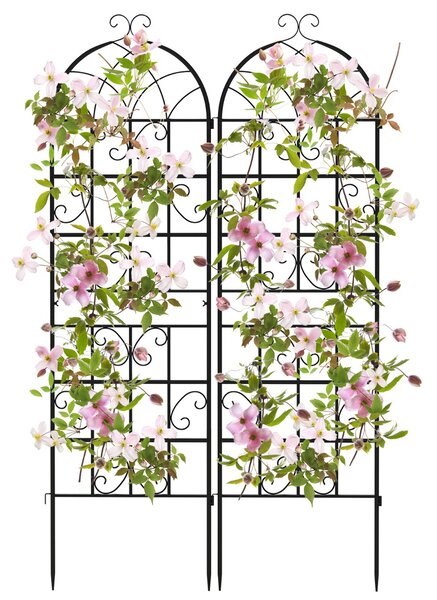 Costway Pergola decorativa da esterno per piante rampicanti fiori verdure, Arco da giardino 180x50cm in metallo Nero 2 Pezzi