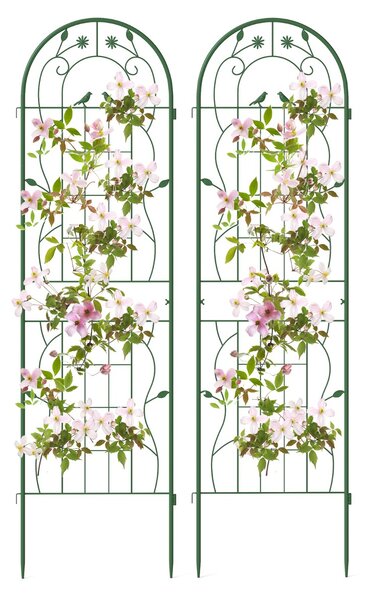 Costway Pacco da 2 di traliccio da giardino in metallo, Supporto decorativo per piante rampicanti rose Verde