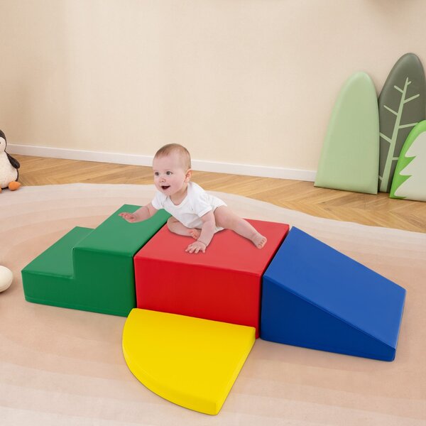 Costway Set di blocchi in schiuma con velcro per arrampicarsi e gattonare per bambini, Set di blocchi morbidi per lo sviluppo dei bambini Oro