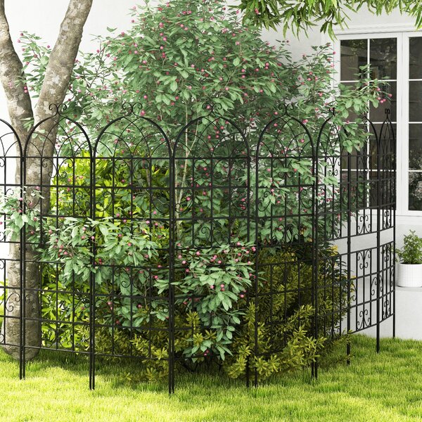 Costway Pergola decorativa da esterno per piante rampicanti fiori verdure, Arco da giardino 180x50cm in metallo Nero 2 Pezzi