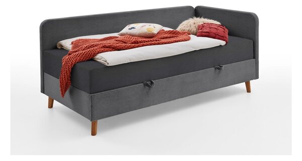 Letto singolo imbottito grigio scuro con contenitore con materasso incluso 90x200 cm Cabana – Meise Möbel