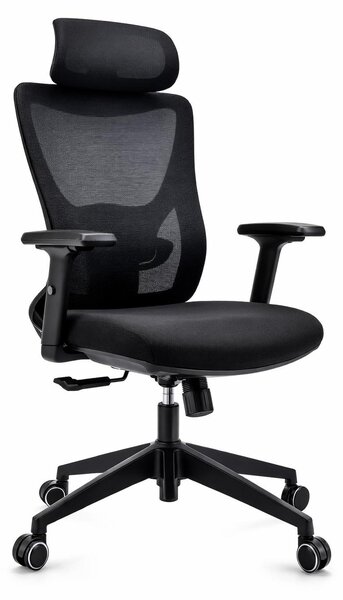 Sedia da ufficio ergonomica con schienale in rete, poggiatesta e braccioli