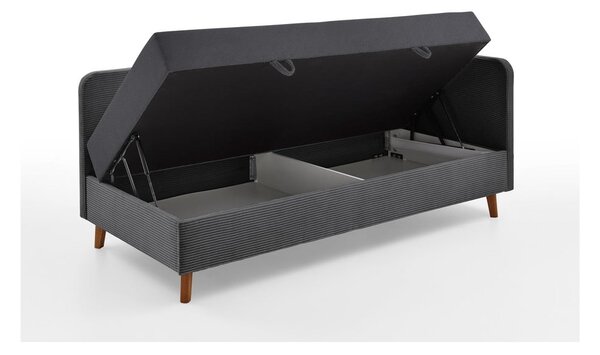 Letto singolo imbottito grigio scuro con contenitore con materasso incluso 90x200 cm Cabana – Meise Möbel