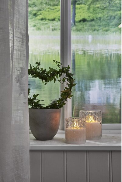 Candela di cera a LED bianca in vetro, altezza 12,5 cm Flamme Romb - Star Trading