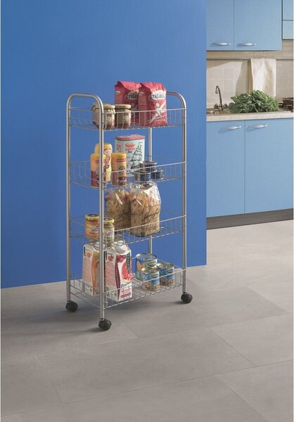 Scaffale mobile in metallo argento 41x84 cm Ascona - Metaltex