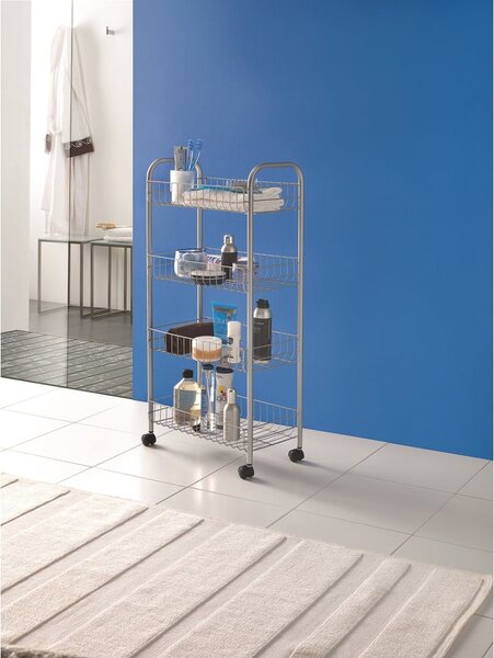 Scaffale mobile in metallo argento 41x84 cm Ascona - Metaltex