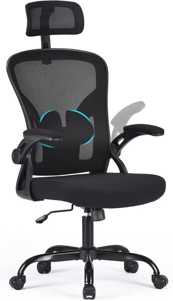 Sedia ergonomica regolabile in altezza, ideale per ufficio o scrivania, con poggiatesta