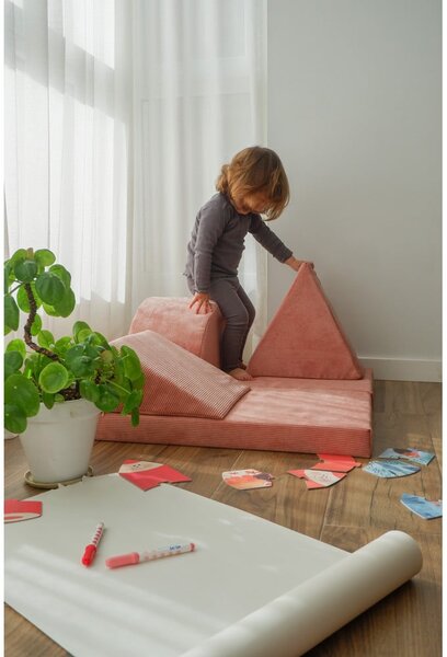 Pouf per bambini in velluto a coste rosa chiaro Montessori - Little Nice Things