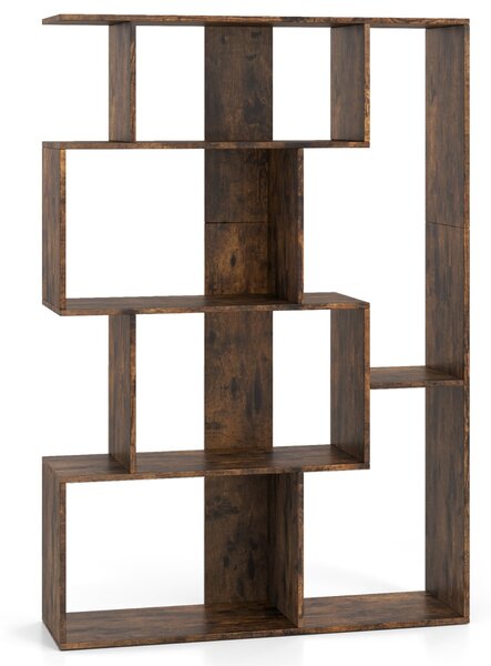 Costway Grande libreria a 6 cubi con kit anti-ribaltamento unità di scaffali autoportante, Libreria geometrica aperta Marrone