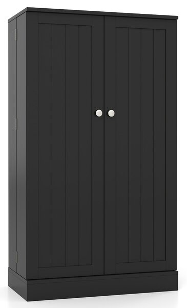 Costway Armadietto dispensa alto 104 cm con ante e ripiani regolabili, Credenza autoportante per sala da pranzo e soggiorno Nero
