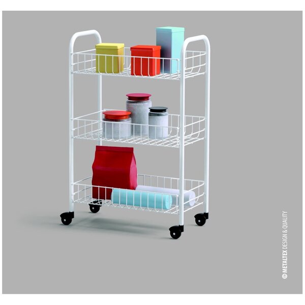 Carrello portaoggetti bianco in metallo 41x63x23 cm Siena – Metaltex