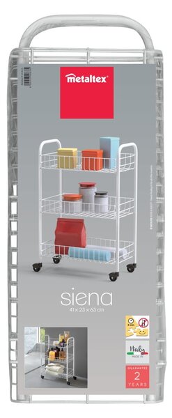 Carrello portaoggetti bianco in metallo 41x63x23 cm Siena – Metaltex