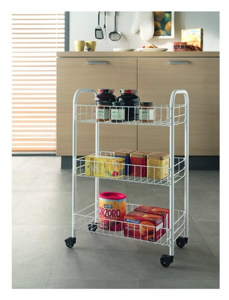 Carrello portaoggetti bianco in metallo 41x63x23 cm Siena – Metaltex