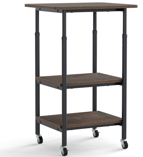 Costway Carrello stampante a con ripiani di stoccaggio e ruote con blocco, Scaffale di stoccaggio mobile per scanner e fax Marrone