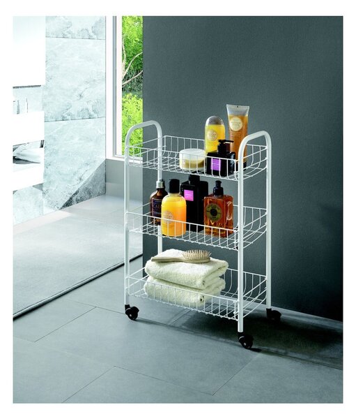 Carrello portaoggetti bianco in metallo 41x63x23 cm Siena – Metaltex