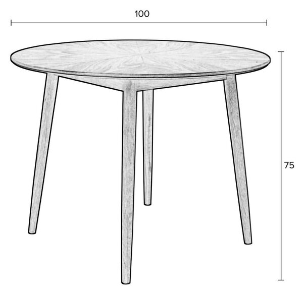Tavolo da pranzo rotondo con piano in rovere ø 100 cm Fabio - White Label