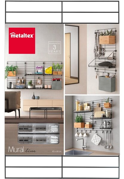 Staffa in metallo nero per scaffalatura modulare Mural - Metaltex