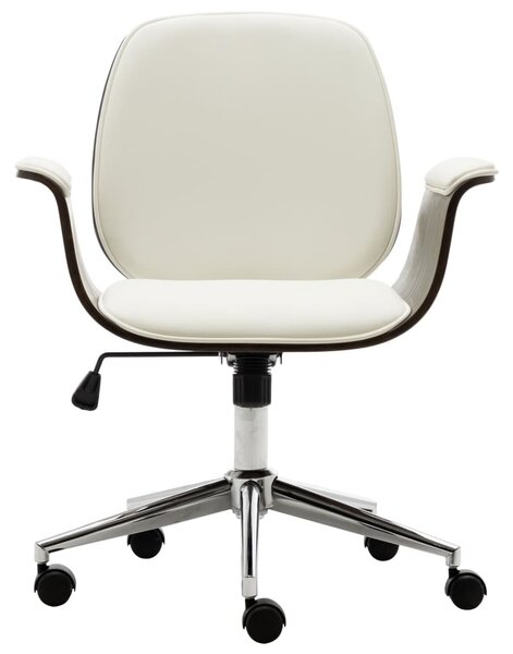 Sedia da ufficio in legno curvato bianco e Pelle finta