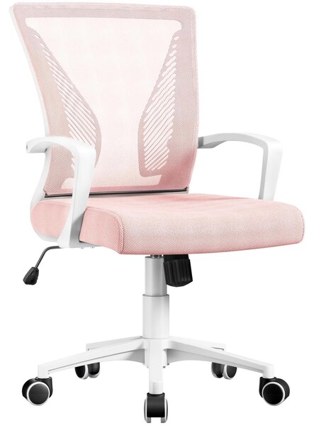Sedia da ufficio ergonomica Yaheetech, con rivestimento in rete traspirante, colore rosa