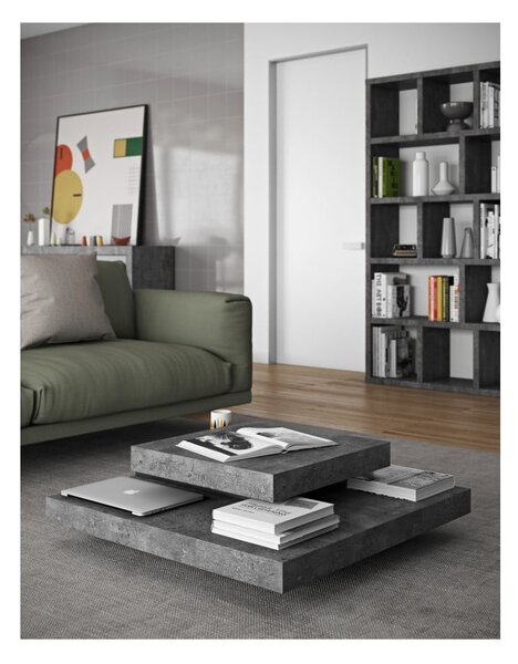 Tavolino nero e grigio in pietra 90x90 cm Slate - TemaHome