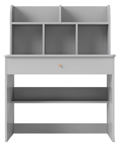 Costway Scrivania in legno per bambini con mensola e cassetto spazio di stoccaggio, Tavolo da scrittura per lettura 80x48x102cm Grigio chiaro