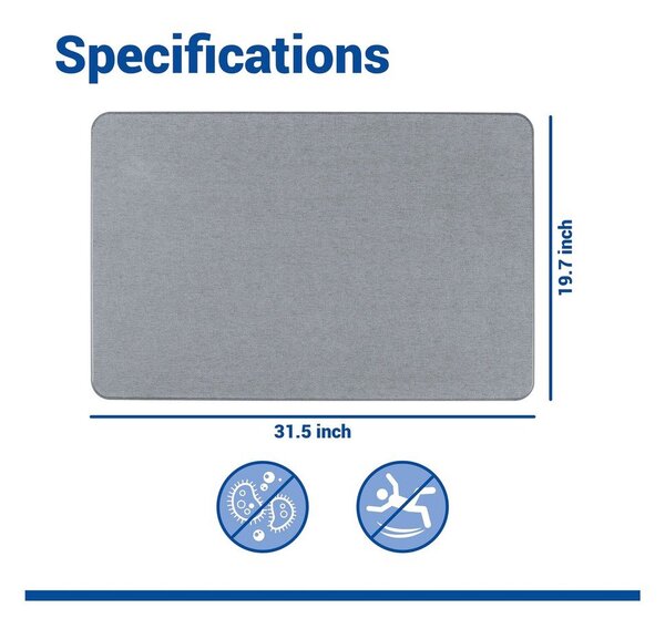 Tappetino per il bagno grigio in diatomite 50x80 cm Simi – Wenko