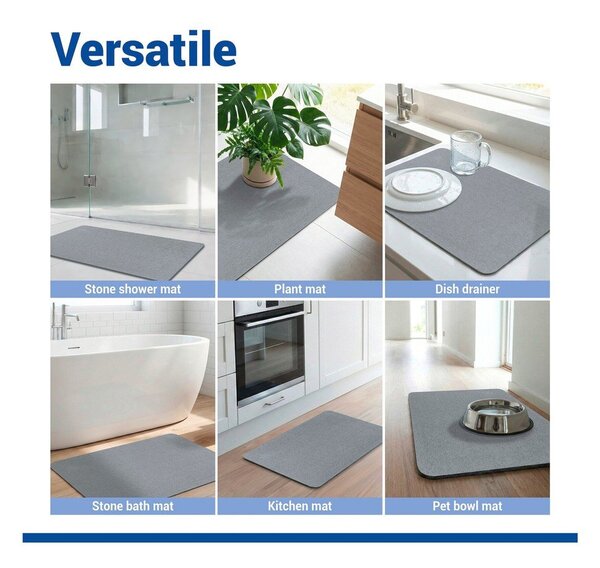 Tappetino per il bagno grigio in diatomite 50x80 cm Simi – Wenko