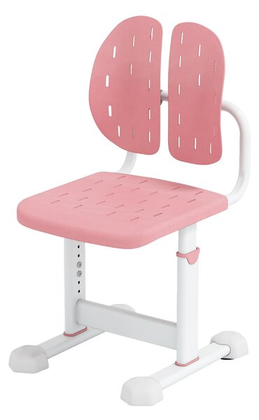 Costway Sedia regolabile in altezza per bambini con doppi supporti dorsal, Sedia da studio con seduta traspirante Rosa