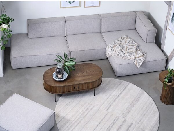 Tavolino in rovere decorato in colore naturale 60x120 cm Nola - Unique Furniture