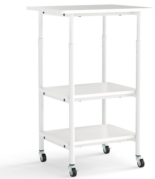 Costway Carrello stampante a con ripiani di stoccaggio e ruote con blocco, Scaffale di stoccaggio mobile per scanner e fax Bianco