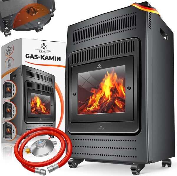 KESSER® Riscaldatore a gas da 3,4 kW, stufa a gas, radiatore a gas, caminetto a gas, riscaldamento a gas