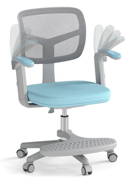 Costway Sedia da studio con altezza regolabile da computer in rete, Sedia da scrivania per bambini ruote universali Blu