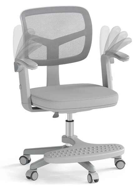 Costway Sedia da studio con altezza regolabile da computer in rete, Sedia da scrivania per bambini ruote universali Grigio