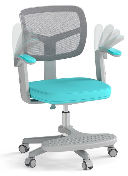 Costway Sedia da studio con altezza regolabile da computer in rete, Sedia da scrivania per bambini ruote universali Verde