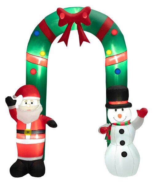 Costway Decorazione gonfiabile da esterno con pupazzo di neve di benvenuto per festa, Arco di natale gonfiabile alto 245 cm