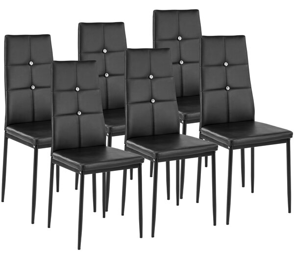 Tectake 402541 set di 6 sedie per sala da pranzo julien - nero