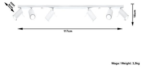 Apparecchio da soffitto bianco 6L Etna - Nice Lamps