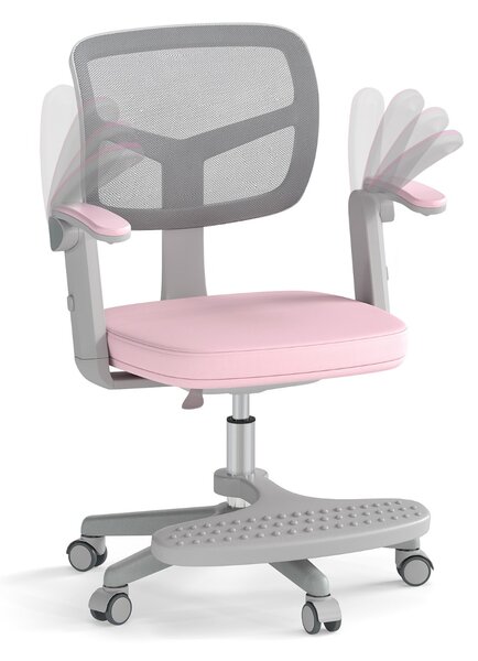 Costway Sedia da studio con altezza regolabile da computer in rete, Sedia da scrivania per bambini ruote universali Rosa