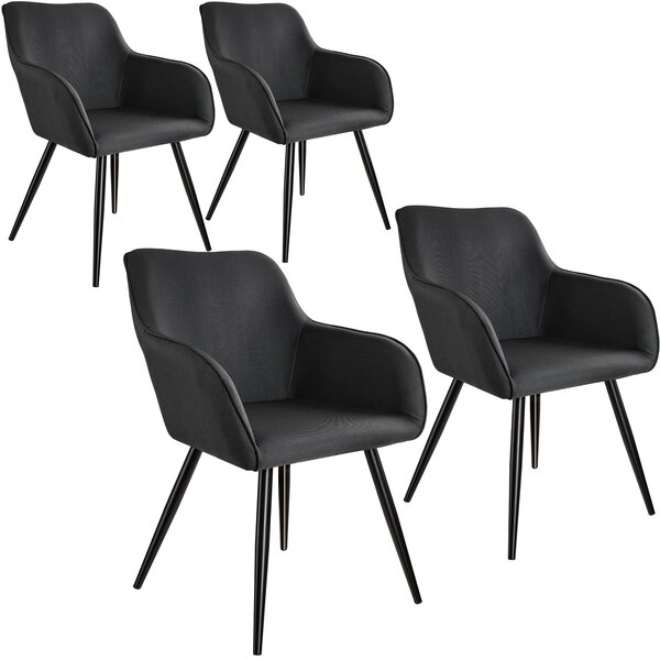 Tectake 404083 4x sedia marilyn effetto lino - nero