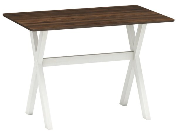 Costway Tavolo da cucina in effetto legno con struttura a x e elegante superficie di 110 x 71 cm, Tavolino consolle con piano testurizzato Noce