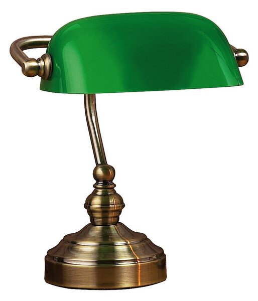 Lampada da tavolo in verde e ottone, altezza 25 cm Bankers - Markslöjd