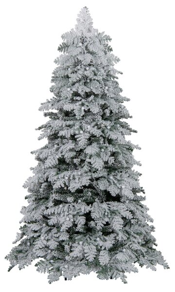 Costway Albero di natale pieghevole con 130 palline luci led e 616 punte di ramo, Albero di natale artificiale innevato da 180 cm Bianco