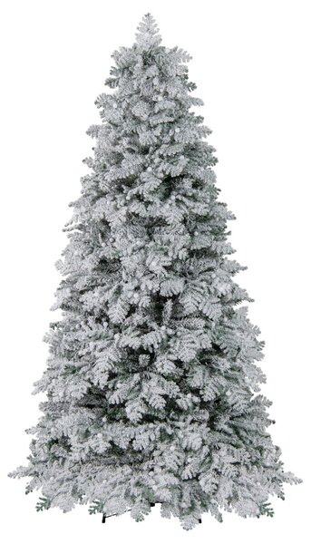 Costway Albero di natale pieghevole con 160 palline luci led e 806 punte di ramo, Albero di natale artificiale innevato da 210 cm Bianco