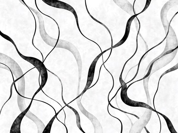 Carta da parati Linee astratte e sinuose in tonalità monocromatiche, Carta da parati lastrazione, w05699 : Uwalls.it