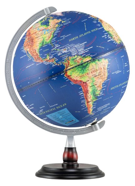 Costway Globo terrestre supporto in legno e mappa chiara per bambini e adulti, Globo terrestre decorazione educativa da scrivania per casa