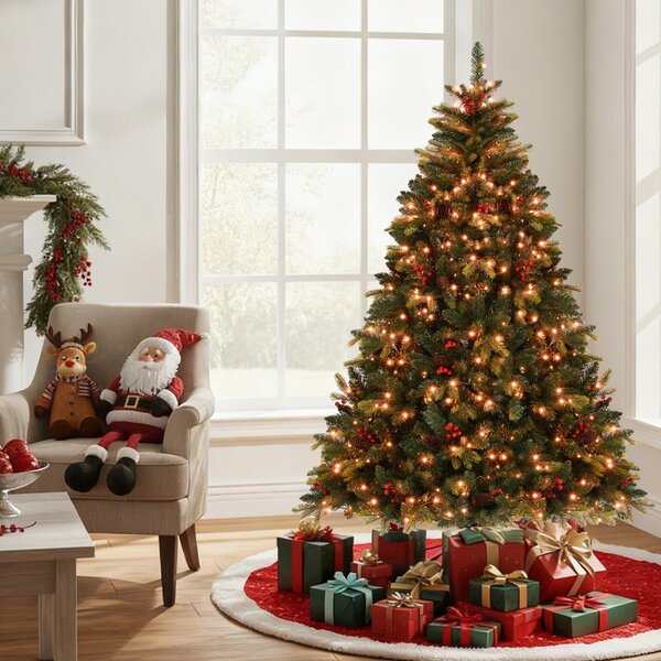 Costway Albero di 180cm natale artificiale con controllo remoto multicolori controllabili tramite app, Albero per casa e ufficio Verde